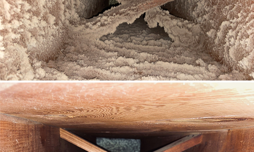 Before and after photo of residential air duct cleaning