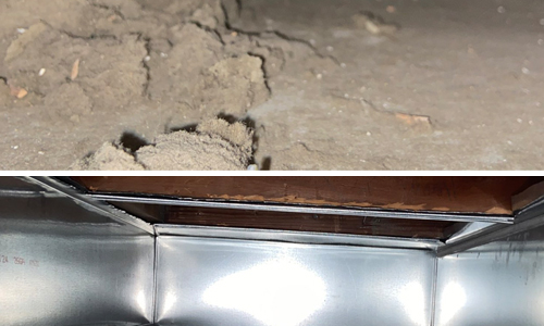 Before and after photo of residential air duct cleaning