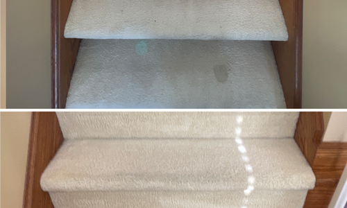 Before and after photo of residential carpet cleaning