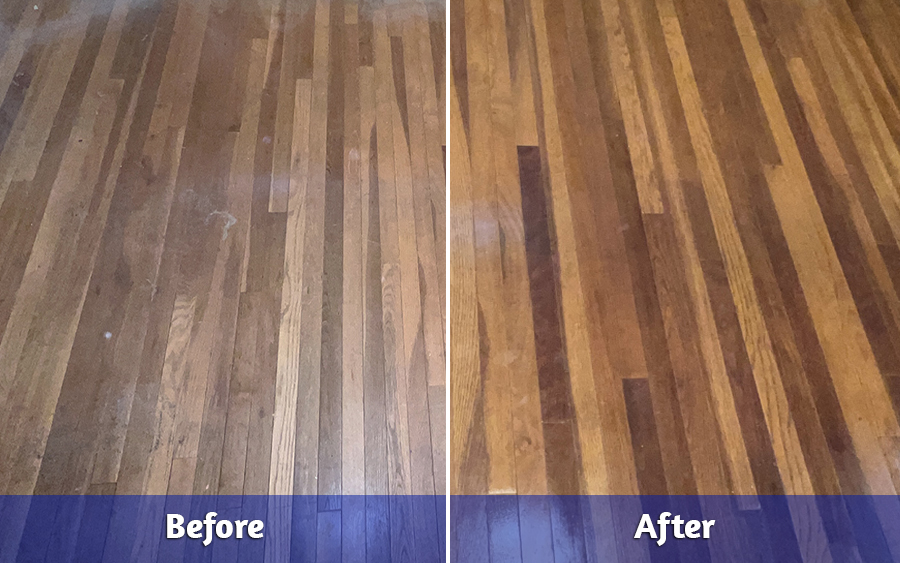 Before and After of Residential Hardwood Cleaning