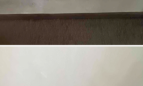 Before and after photo of residential wall cleaning